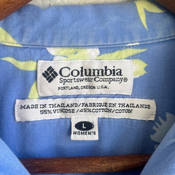 COLUMBIA Button Down Hawaiian Short Sleeve Shirt Women’s Large - Picture 6 of 9